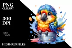 Colorful Baby Macaw in Bucket | Clipart Product Image 3