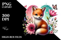 Fox with Flower and Big Heart, Transparent PNG Product Image 2