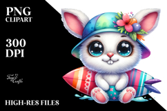 Goofy Baby Rabbit with Surfboard PNG Product Image 2