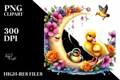 Adorning Baby Duck on Moon, PNG Product Image 2