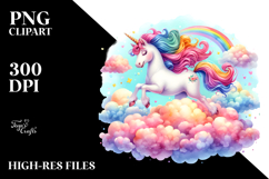 Colorful Watercolor Unicorn | Bouncing on Cloud Product Image 2