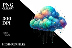 Colorful Cyan Watercolor Cloud | Clipart Product Image 3