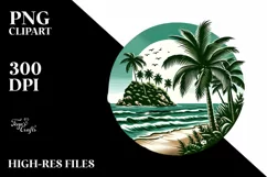 Vintage Tropical Island Beach Clipart Product Image 1