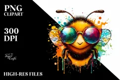 Quirky Colorful Bee with Sunglasses | Clipart Product Image 1