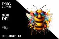 Quirky Colorful Bee with Sunglasses | Clipart Product Image 1