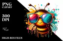 Quirky Colorful Bee with Sunglasses | Clipart Product Image 1