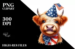 Enthusiastic Highland Cow with Party Hat Clipart Product Image 3