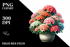 Detailed Vibrant Azalea Pot|Sublimation Clipart Product Image 1