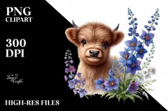 Watercolor Baby Highland Cow with Animal Print Clipart Product Image 3