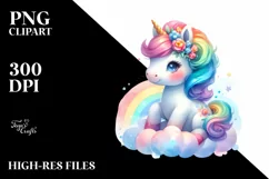 Baby Unicorn Pastel Watercolor Product Image 1