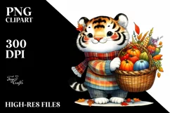 Quirky Baby Tiger with Autumn Vegetables Product Image 1