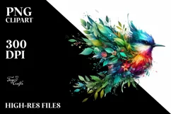 Vibrant Bird in Abstract Frame, Watercolor PNG Product Image 3