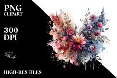 Colorful Grungy Flower with Splashes PNG Product Image 2