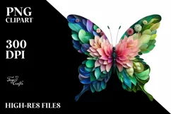 Vibrant Butterfly with Flowers, Abstract PNG Product Image 3