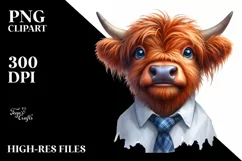 Cow Highland Tie Portrait Smiling | Sublimation | Clipart Product Image 3