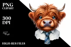 Cow Highland Tie Portrait Smiling | Sublimation | Clipart Product Image 3