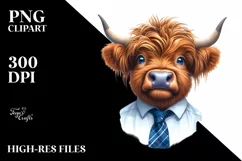 Cow Highland Tie Portrait Smiling | Sublimation | Clipart Product Image 1