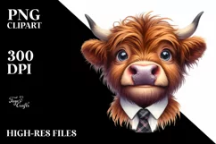 Cow Highland Tie Portrait Smiling | Sublimation | Clipart Product Image 3