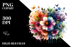 Colorful Grungy Flower with Splashes PNG Product Image 2