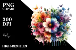 Colorful Grungy Flower with Splashes PNG Product Image 2