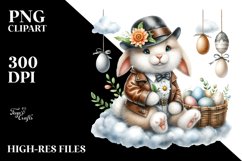 Leather Bunny on Cloud with Eggs PNG Product Image 2