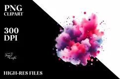Colorful Magenta Watercolor Splash | Clipart Product Image 1