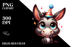 Cute Donkey with Party Hat, Vector Art Product Image 2