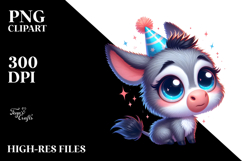 Cute Donkey with Party Hat, Vector Art Product Image 2