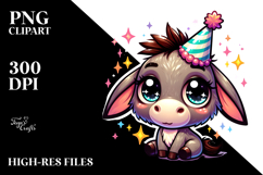 Cute Donkey with Party Hat, Vector Art Product Image 2