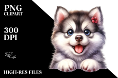 Baby Siberian Husky with Big Eyes, Transparent PNG Product Image 2