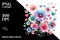 Simple Flower with Hearts PNG Product Image 2