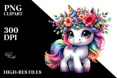 Floral Unicorn PNG Product Image 2