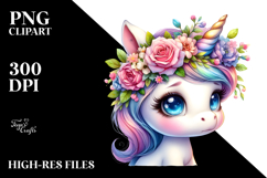 Floral Unicorn PNG Product Image 2