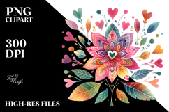 Simple Boho Heart Flower PNG Product Image 2