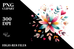 Colorful Watercolor Painting with Boho Flower PNG Product Image 2