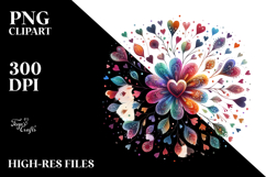 Colorful Watercolor Painting with Boho Flower PNG Product Image 2