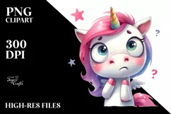Funny Unicorn Expressive Unicorn PNG Product Image 1