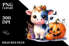Vibrant Baby Cow Halloween Clipart Product Image 3