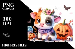 Vibrant Baby Cow Halloween Clipart Product Image 1