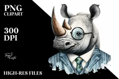 Boho Rhino Watercolor Portrait Clipart Product Image 1