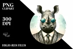 Boho Rhino Watercolor Portrait Clipart Product Image 3