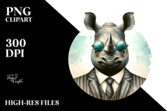 Boho Rhino Watercolor Portrait Clipart Product Image 2