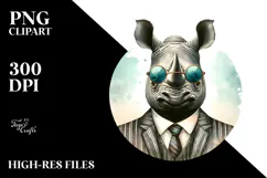Boho Rhino Watercolor Portrait Clipart Product Image 2