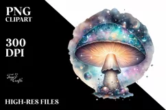 Pastel Mystical Mushroom Watercolor Splash PNG Product Image 3