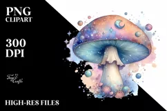 Pastel Mystical Mushroom Watercolor Splash PNG Product Image 1