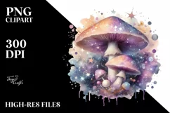 Pastel Mystical Mushroom Watercolor Splash PNG Product Image 1
