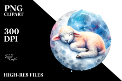 Vibrant Baby Lamb Sleeping on the Moon Product Image 2