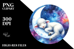 Vibrant Baby Lamb Sleeping on the Moon Product Image 2