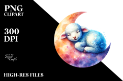 Vibrant Baby Lamb Sleeping on the Moon Product Image 2