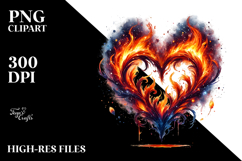 Watercolor Heart Made of Fire Product Image 2